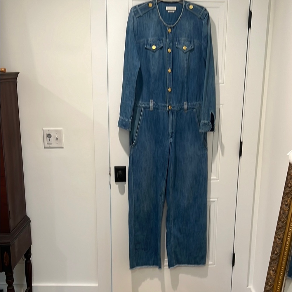 Isabel Marant Etoile Denim Jumpsuit with Gold Buttons